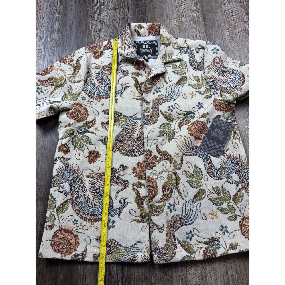 REBEL VENGEANCE Tapestry Floral Dragon Multicolor MOTO WOVEN SHIRT JACKET M NWT - Picture 4 of 6